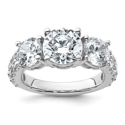14K White Gold 5 carat Certified Lab Grown Diamond VS+ F+ Round Complete Three Stone Engagement Ring