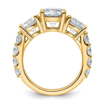 14K Yellow Gold 5 carat Certified Lab Grown Diamond VS/SI+ G+ Round Complete Three Stone Engagement Ring