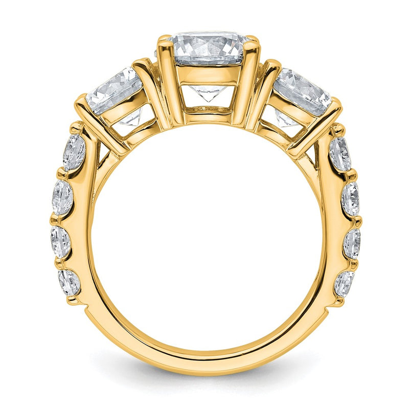 14K Yellow Gold 5 carat Certified Lab Grown Diamond VS/SI+ G+ Round Complete Three Stone Engagement Ring