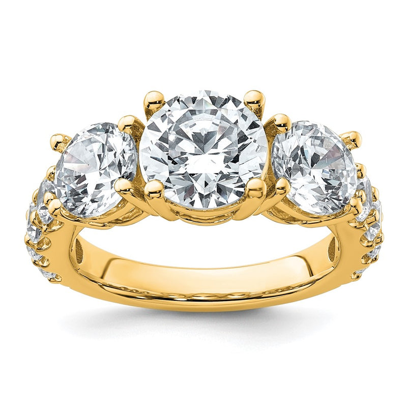 14K Yellow Gold 5 carat Certified Lab Grown Diamond VS/SI+ G+ Round Complete Three Stone Engagement Ring