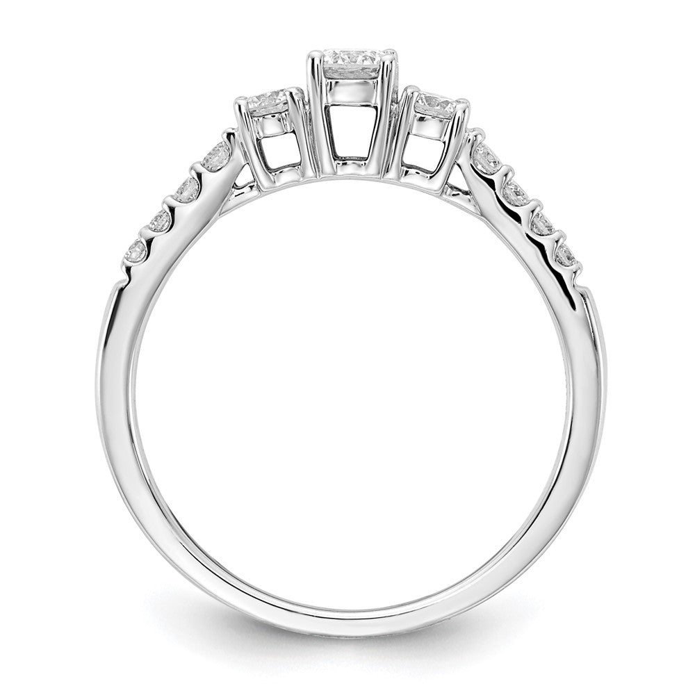 14k White Gold 1/2 Ct. Lab Grown Diamond VS/SI+ G+ Complete Three Stone Size 8 Engagement Ring