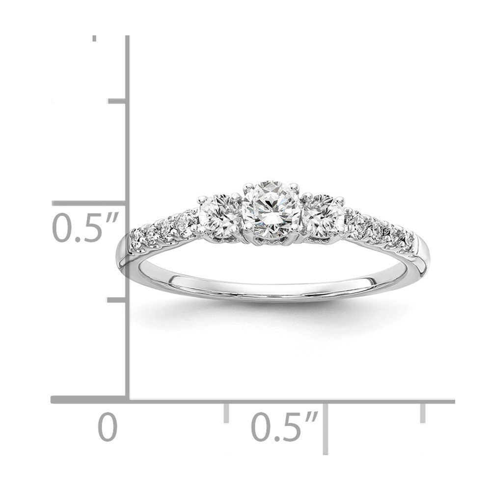 14k White Gold 1/2 Ct. Lab Grown Diamond VS/SI+ G+ Three Stone Engagement Ring