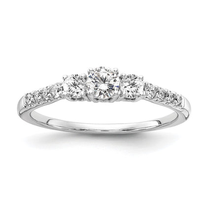 14k White Gold 1/2 Ct. Lab Grown Diamond VS/SI+ G+ Three Stone Engagement Ring