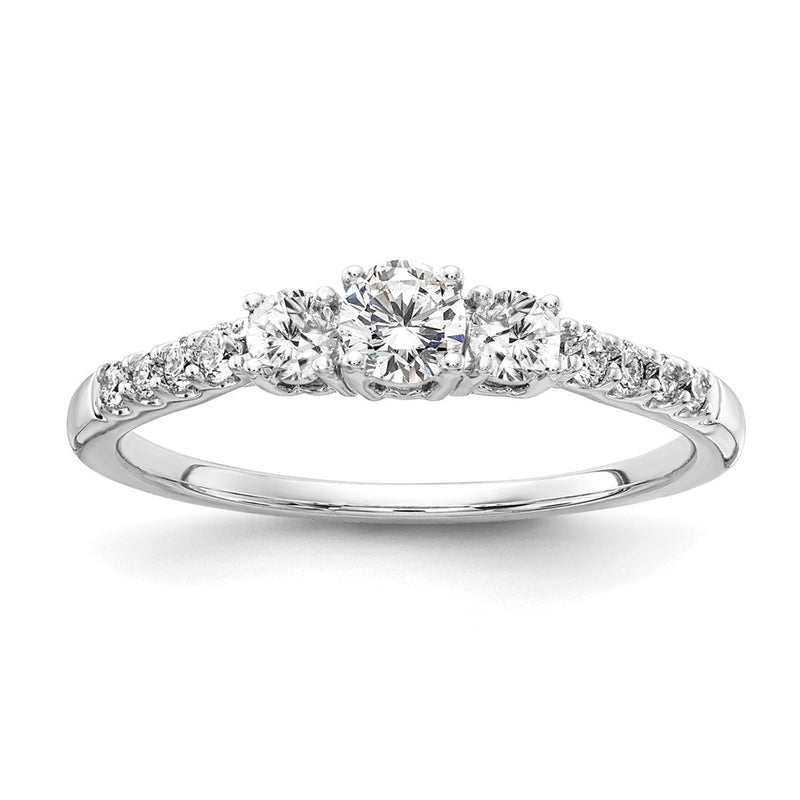 14k White Gold 1/2 Ct. Lab Grown Diamond VS/SI+ G+ Three Stone Engagement Ring