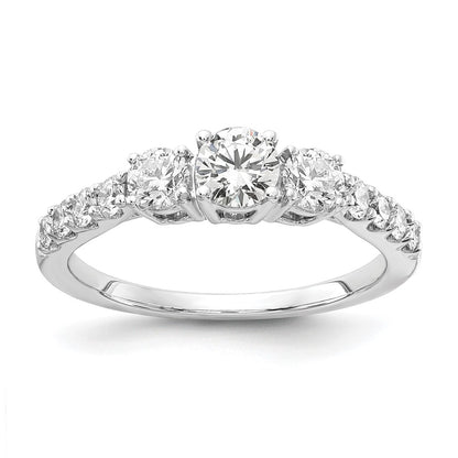 14K White Gold Lab Grown Diamond Vs/Si+ G+ 1 Ctw Complete 3 Stone Plu