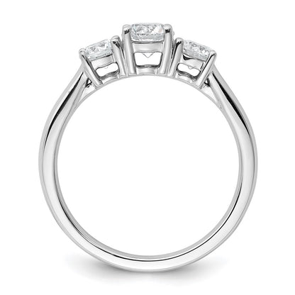 14K White Gold 1 carat Certified Lab Grown Diamond VS+ F+ Three Stone Complete Engagement Ring