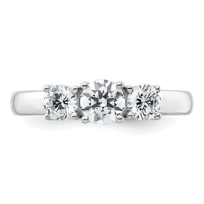 14k White Gold 14k White Gold 1 carat Lab Grown Diamond VS+ F+ Three Stone Complete Engagement Ring