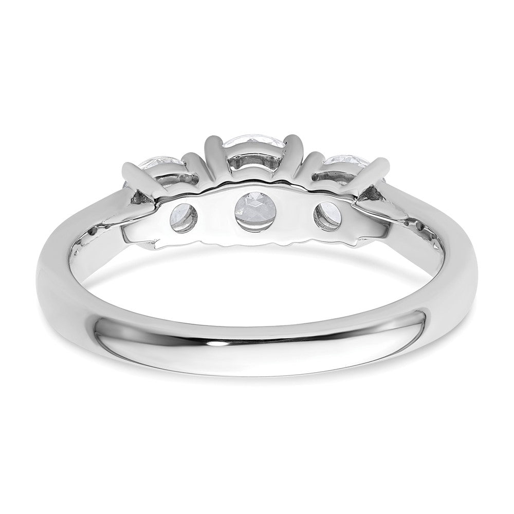 14K White Gold 1 carat Certified Lab Grown Diamond VS+ F+ Three Stone Complete Engagement Ring
