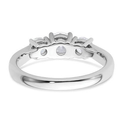 14K White Gold 1 carat Certified Lab Grown Diamond VS+ F+ Three Stone Complete Engagement Ring