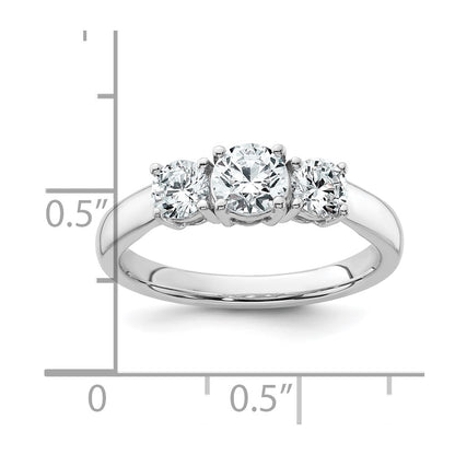 14k White Gold 1 Ct. Certified Lab Grown Diamond VS/SI+ G+ Three Stone Engagement Ring