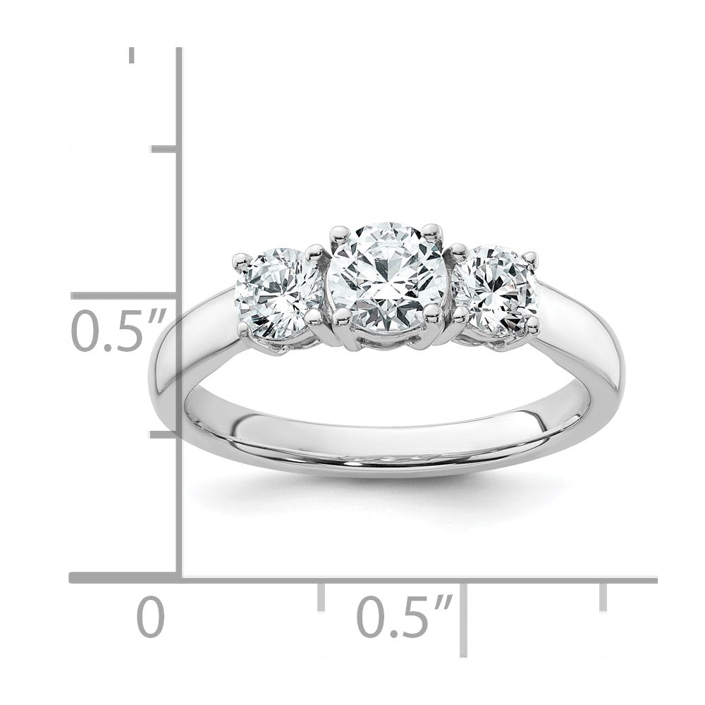 14K White Gold 1 carat Certified Lab Grown Diamond VS+ F+ Three Stone Complete Engagement Ring