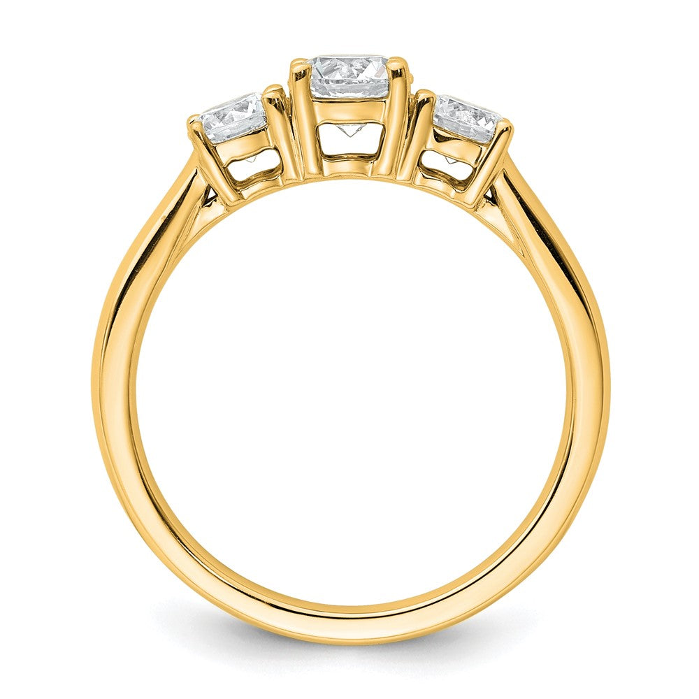 14k Yellow Gold 14k 1 carat Lab Grown Diamond VS+ F+ Three Stone Complete Engagement Ring
