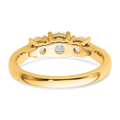 14K Yellow Gold 1 Carat Certified Lab Grown Diamond Vs+ F+ Three Stone Complete Engagement Ring