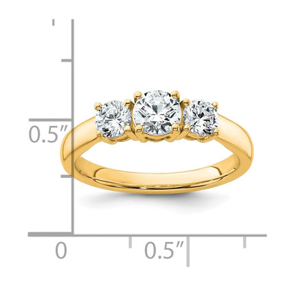 14k Yellow Gold 14k 1 carat Lab Grown Diamond VS+ F+ Three Stone Complete Engagement Ring