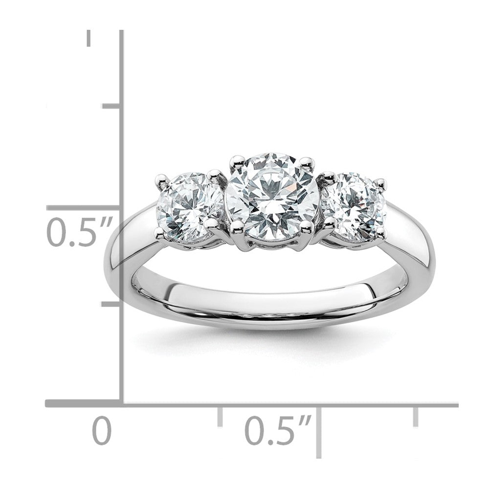 14K White Gold 1 1/2 carat Certified Lab Grown Diamond VS+ F+ Three Stone Complete Engagement Ring