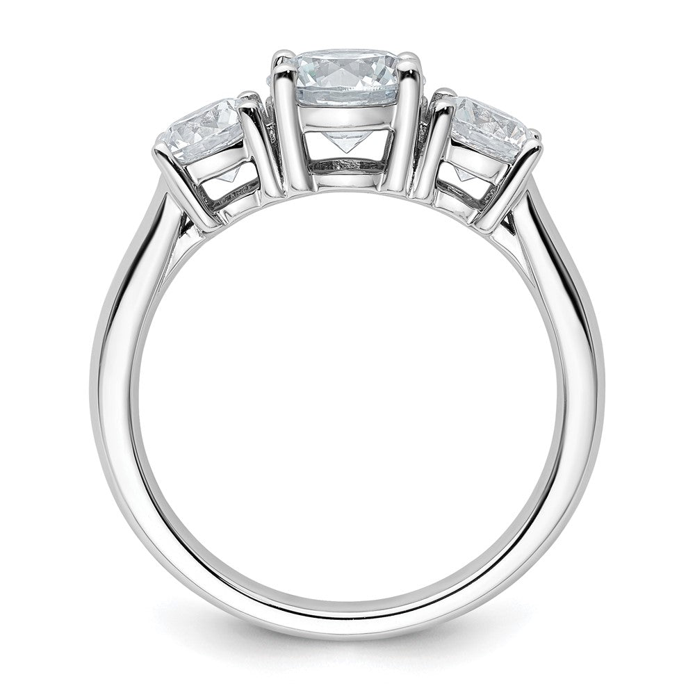 14K White Gold 2 carat Certified Lab Grown Diamond VS+ F+ Three Stone Complete Engagement Ring