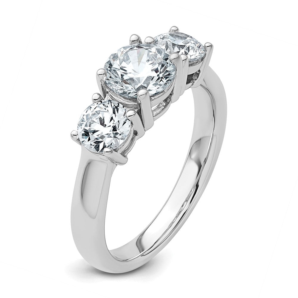 14K White Gold 2 carat Certified Lab Grown Diamond VS+ F+ Three Stone Complete Engagement Ring