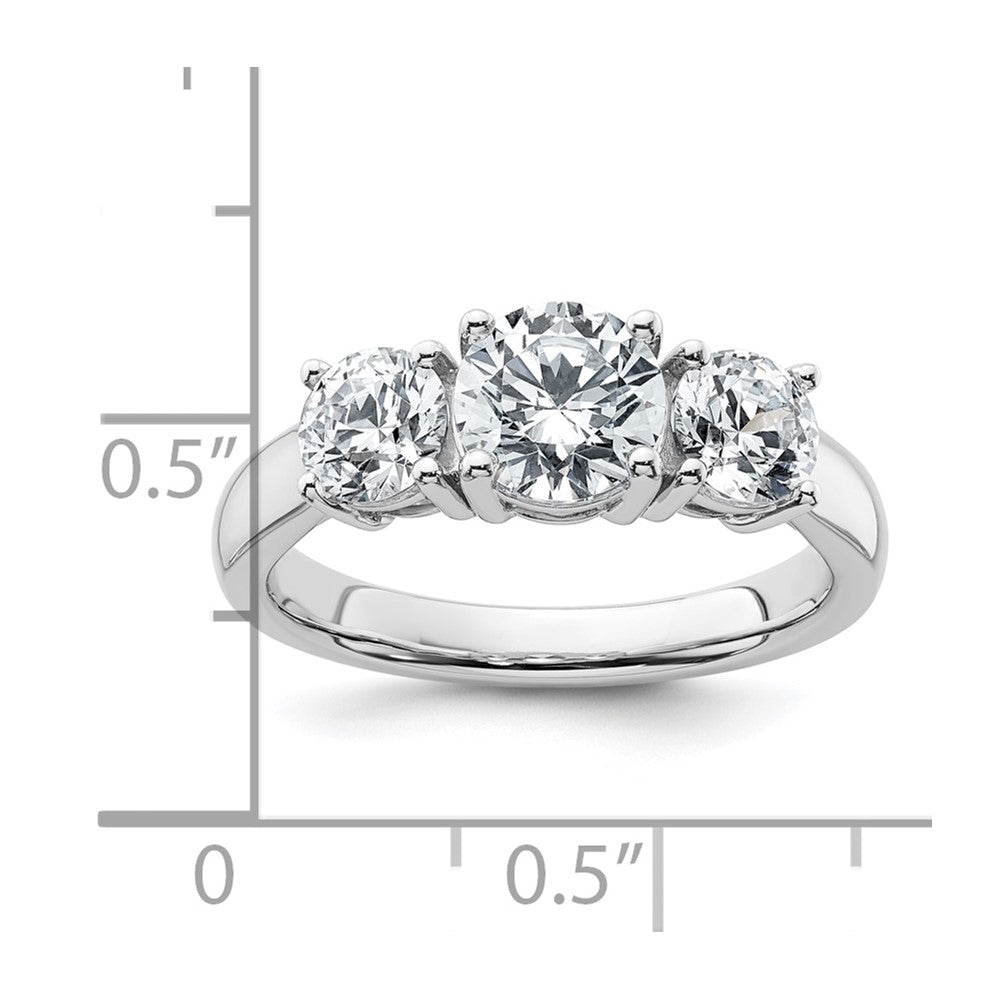 14k White Gold 2 Ct. Lab Grown Diamond VS/SI+ G+ Three Stone Engagement Ring