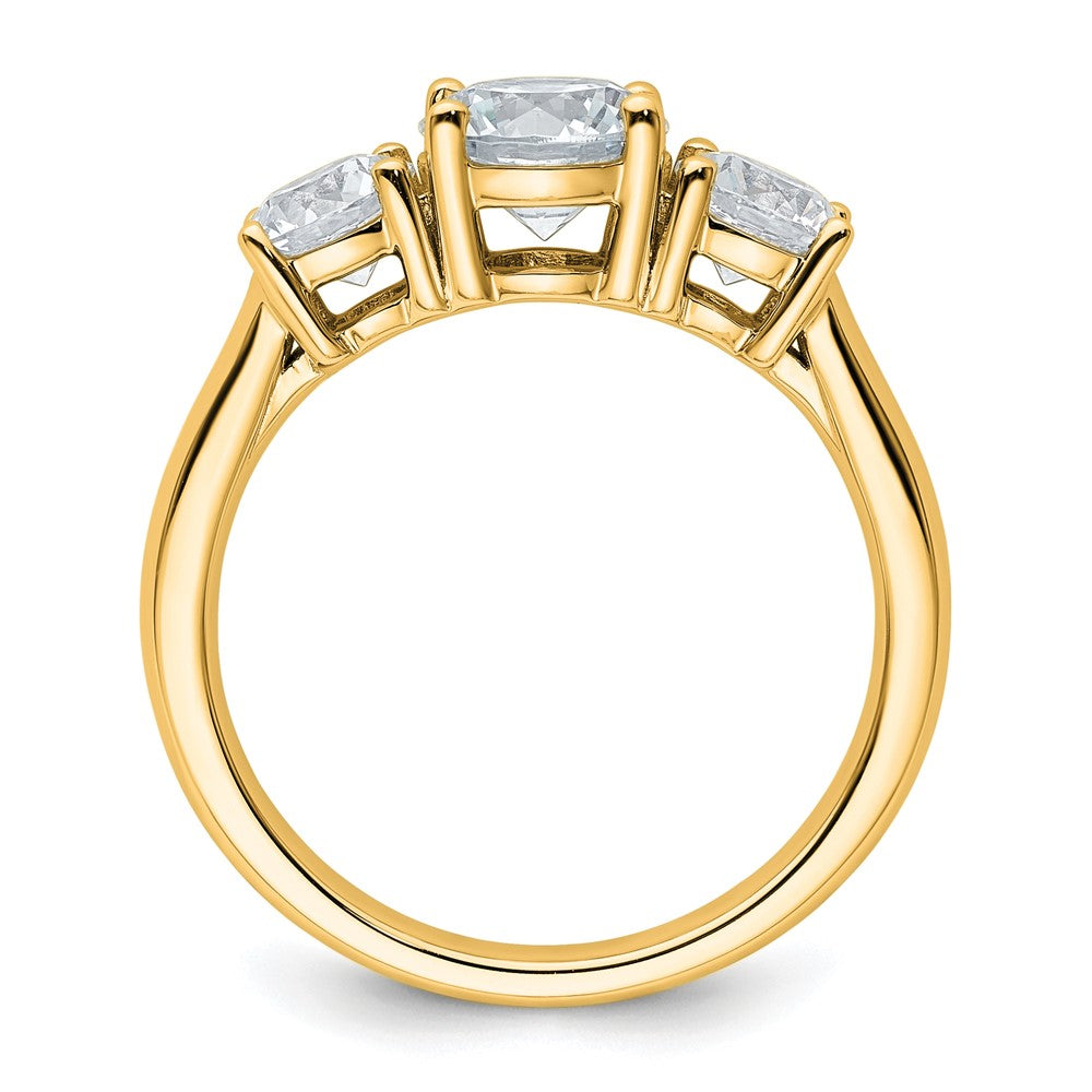 14K Yellow Gold 2 carat Lab Grown Diamond VS+ F+ Three Stone Complete Engagement Ring