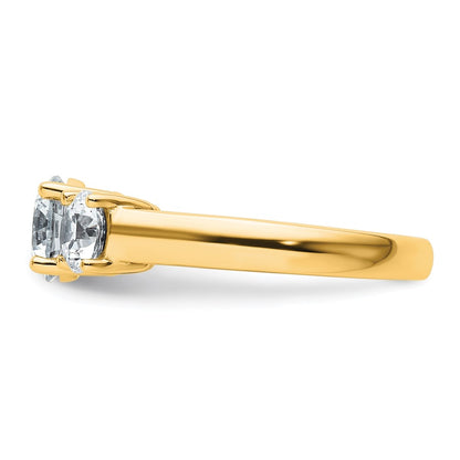 14K Yellow Gold 2 carat Certified Lab Grown Diamond VS+ F+ Three Stone Complete Engagement Ring