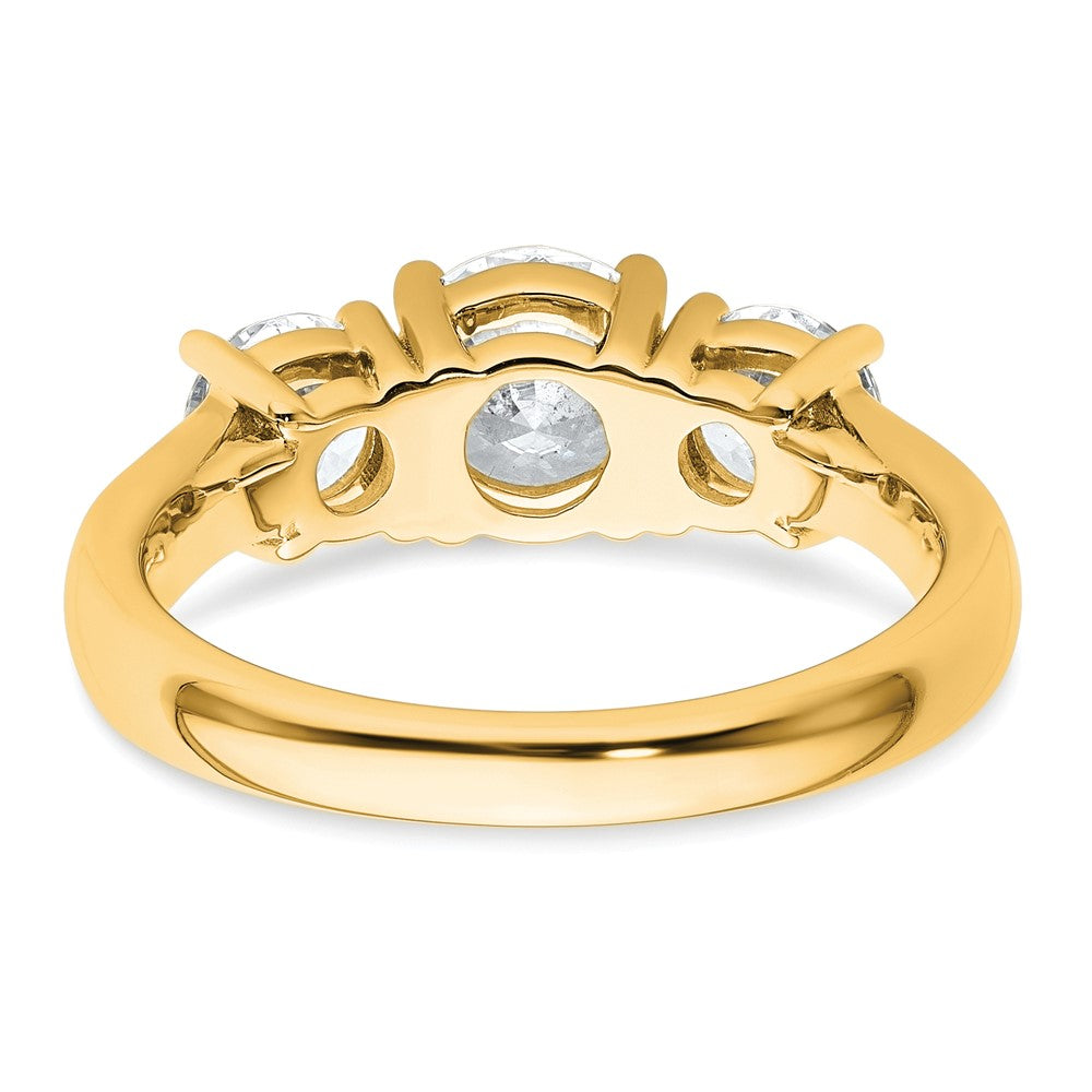 14K Yellow Gold 2 carat Lab Grown Diamond VS+ F+ Three Stone Complete Engagement Ring