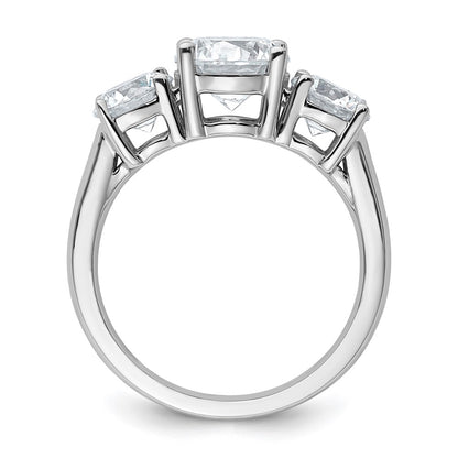 14K White Gold 3 carat Certified Lab Grown Diamond VS+ F+ Three Stone Complete Engagement Ring