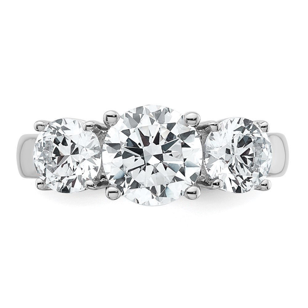 14K White Gold 3 carat Certified Lab Grown Diamond VS+ F+ Three Stone Complete Engagement Ring