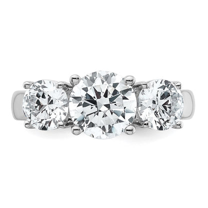 14K White Gold 3 carat Certified Lab Grown Diamond VS+ F+ Three Stone Complete Engagement Ring