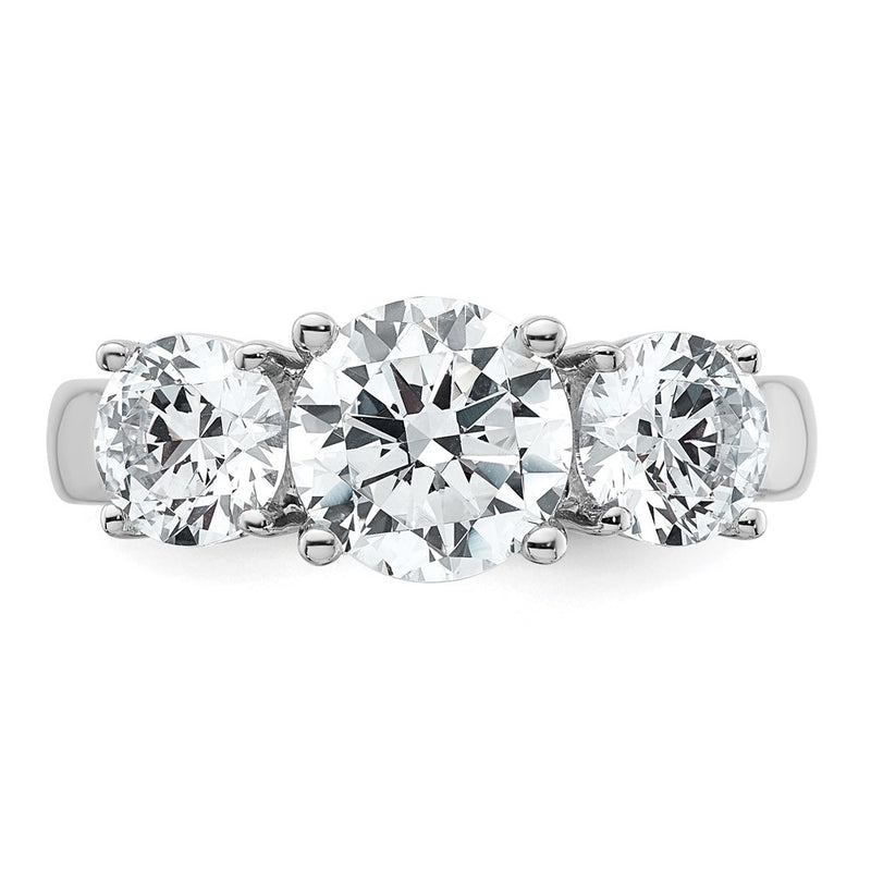 14K White Gold 3 carat Lab Grown Diamond VS+ F+ Three Stone Complete Engagement Ring
