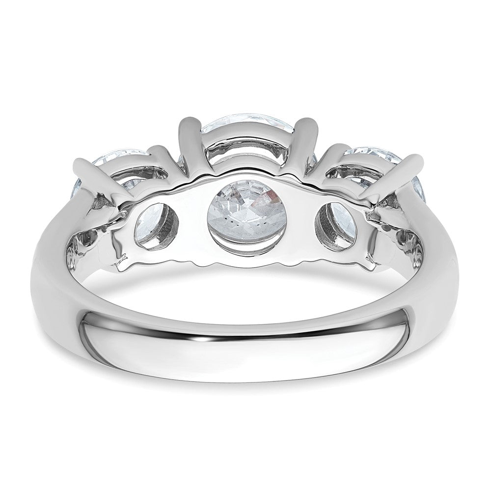 14K White Gold 3 carat Certified Lab Grown Diamond VS+ F+ Three Stone Complete Engagement Ring