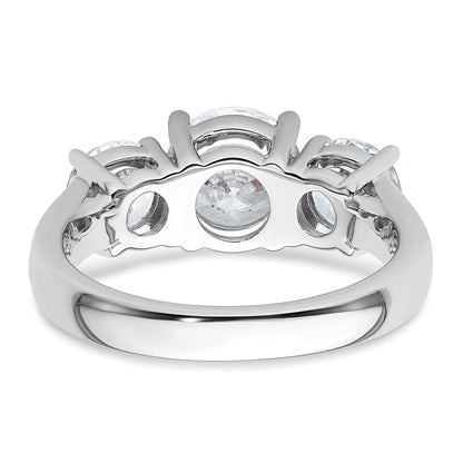 14K White Gold 3 carat Certified Lab Grown Diamond VS+ F+ Three Stone Complete Engagement Ring