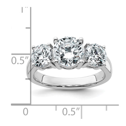 14K White Gold 3 carat Certified Lab Grown Diamond VS+ F+ Three Stone Complete Engagement Ring