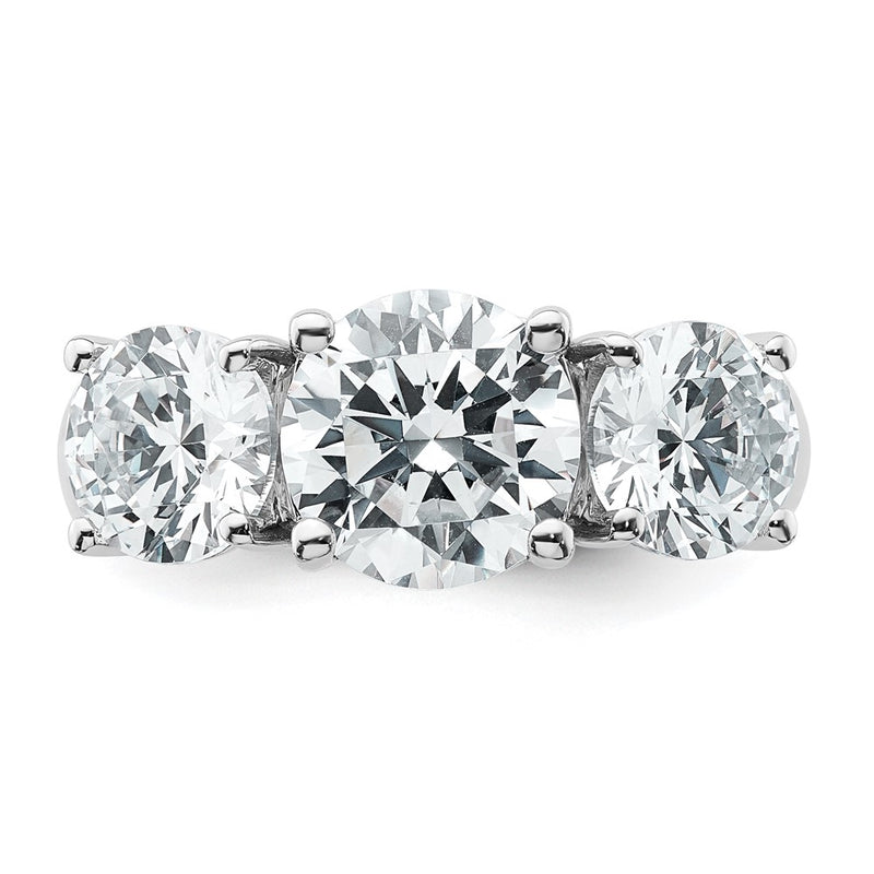 14K White Gold 4 carat Certified Lab Grown Diamond VS+ F+ Three Stone Complete Engagement Ring