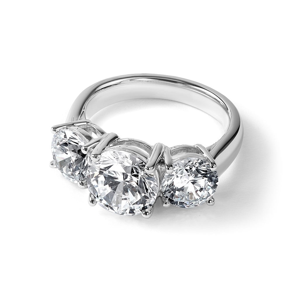 14K White Gold 4 carat Certified Lab Grown Diamond VS+ F+ Three Stone Complete Engagement Ring