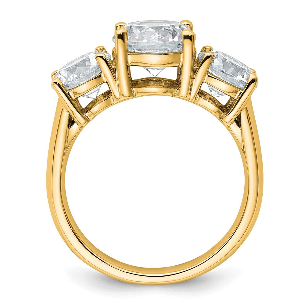 14K Yellow Gold 4 carat Lab Grown Diamond VS+ F+ Three Stone Complete Engagement Ring