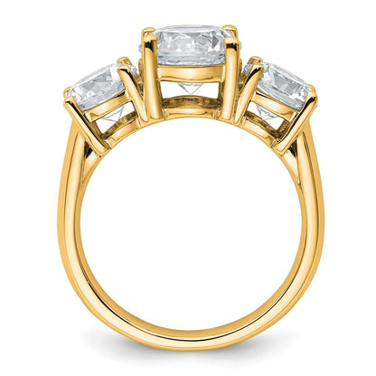 14K Yellow Gold 4 carat Lab Grown Diamond VS+ F+ Three Stone Complete Engagement Ring