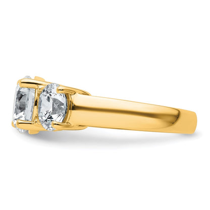 14K Yellow Gold 4 carat Lab Grown Diamond VS+ F+ Three Stone Complete Engagement Ring