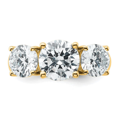 14K Yellow Gold 4 carat Lab Grown Diamond VS+ F+ Three Stone Complete Engagement Ring