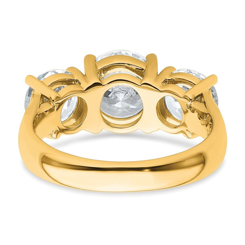 14K Yellow Gold 4 carat Certified Lab Grown Diamond VS+ F+ Three Stone Complete Engagement Ring
