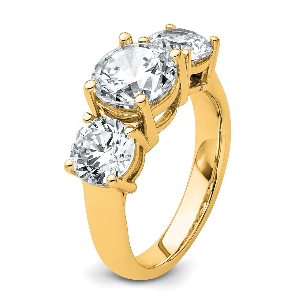 14K Yellow Gold 4 carat Certified Lab Grown Diamond VS+ F+ Three Stone Complete Engagement Ring
