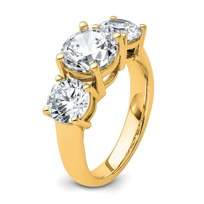 14K Yellow Gold 4 carat Certified Lab Grown Diamond VS+ F+ Three Stone Complete Engagement Ring