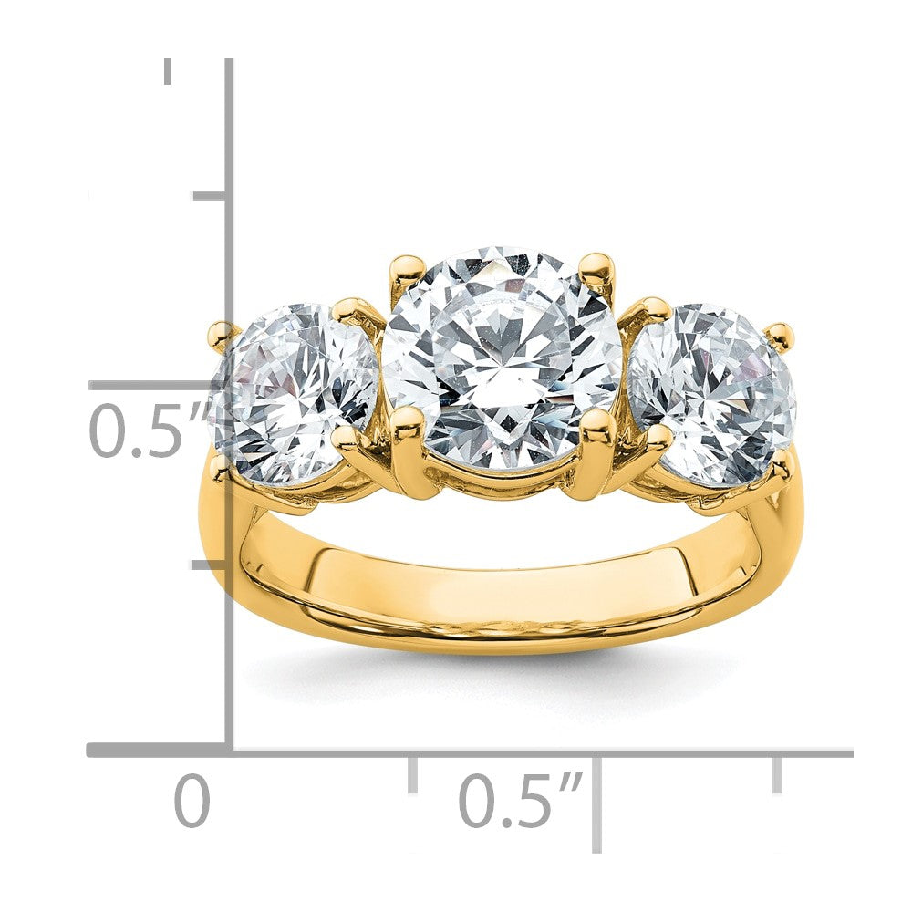 14K Yellow Gold 4 carat Lab Grown Diamond VS+ F+ Three Stone Complete Engagement Ring