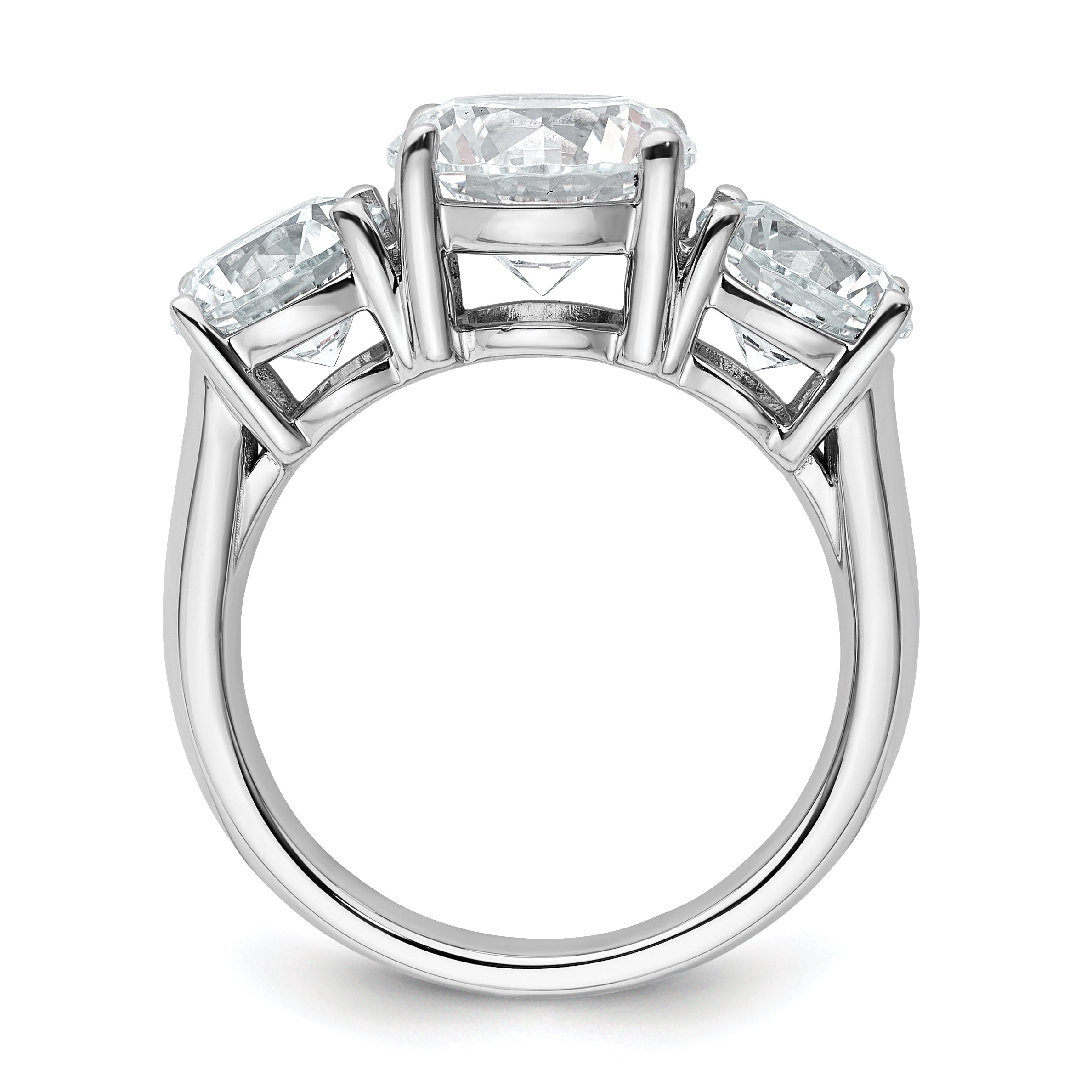 14k White Gold 5 Ct. Lab Grown Diamond VS/SI+ G+ Three Stone Engagement Ring