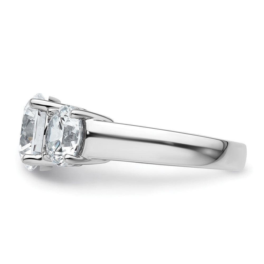 14K White Gold 5 carat Lab Grown Diamond VS+ F+ Three Stone Complete Engagement Ring