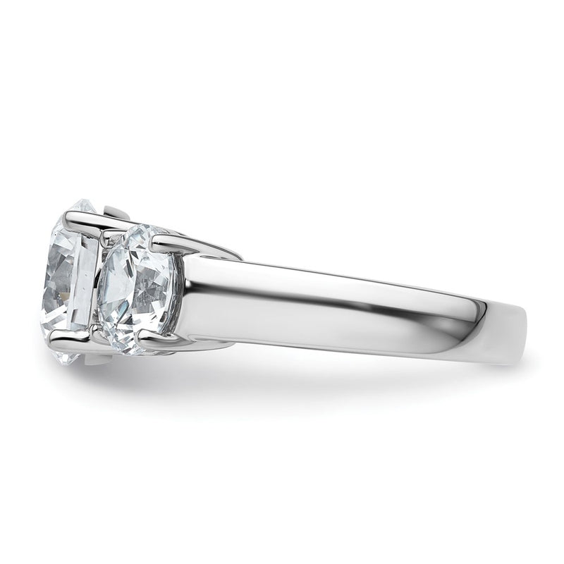 14K White Gold 5 carat Lab Grown Diamond VS+ F+ Three Stone Complete Engagement Ring