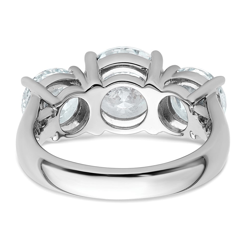 14K White Gold 5 carat Certified Lab Grown Diamond VS+ F+ Three Stone Complete Engagement Ring