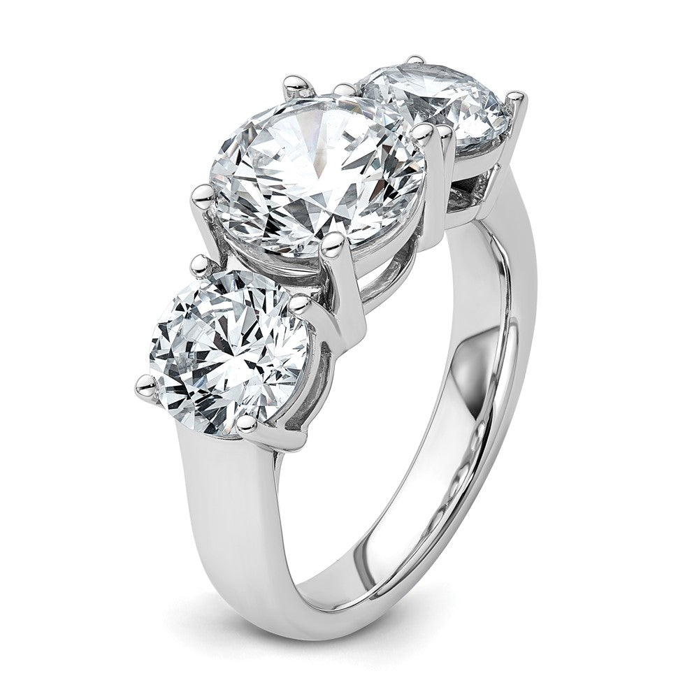 14K White Gold 5 carat Lab Grown Diamond VS+ F+ Three Stone Complete Engagement Ring