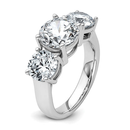 14K White Gold 5 carat Lab Grown Diamond VS+ F+ Three Stone Complete Engagement Ring