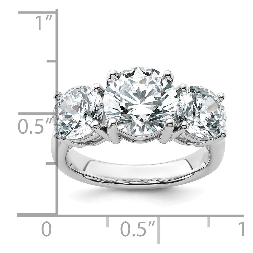 14K White Gold 5 carat Certified Lab Grown Diamond VS+ F+ Three Stone Complete Engagement Ring