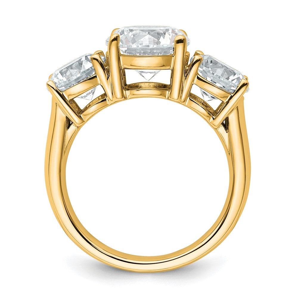 14K Yellow Gold 5 carat Lab Grown Diamond VS+ F+ Three Stone Complete Engagement Ring